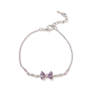 Purple zircon butterfly bracelet silver
