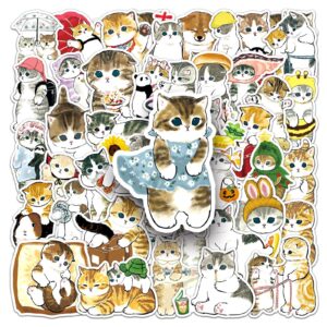 Wholesale 50 hand-painted kitten personality cross-border hot cartoon cute decorative cups skateboard luggage graffiti stickers