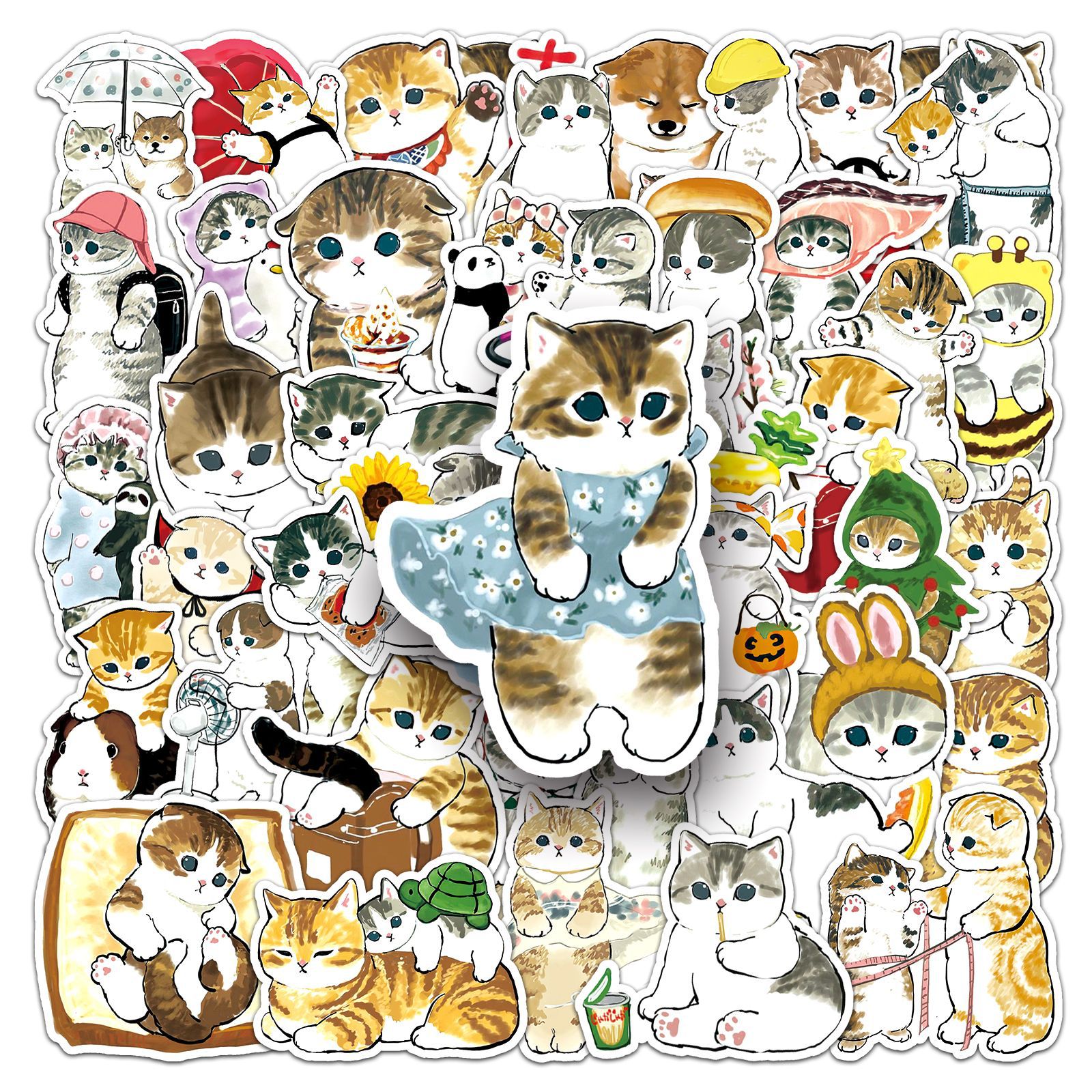 Wholesale 50 hand-painted kitten personality cross-border hot cartoon cute decorative cs skateboard lage graiti stickers