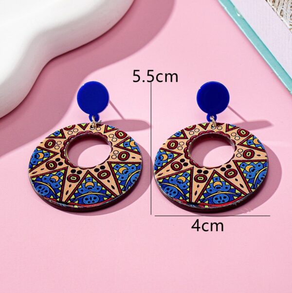 Wholesale Circular hollow printed acrylic geometric earrings