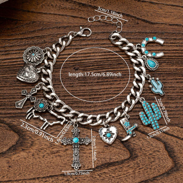 Wholesale Western Cowboy Flower Cross Boots Cow Cactus Bracelet