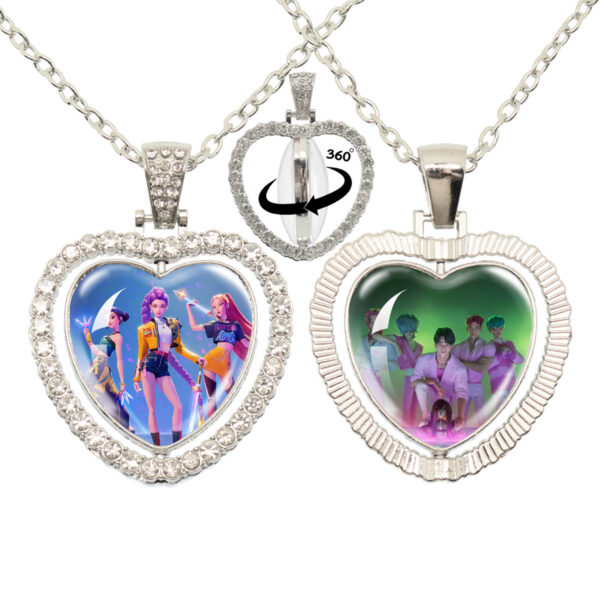 Wholesale Cartoon Cute Girl Time Gem Peach Heart Water Diamond Necklace