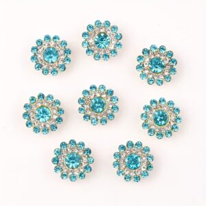 Lake blue / 14mm three-layer sunflower (glass diamond)