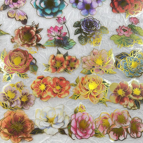 O1CN01OldaO81jtbOSvazcu_2204108134606-0-cib Wholesale 50pcs hot stamping floral Waterproof Vinyl Stickers