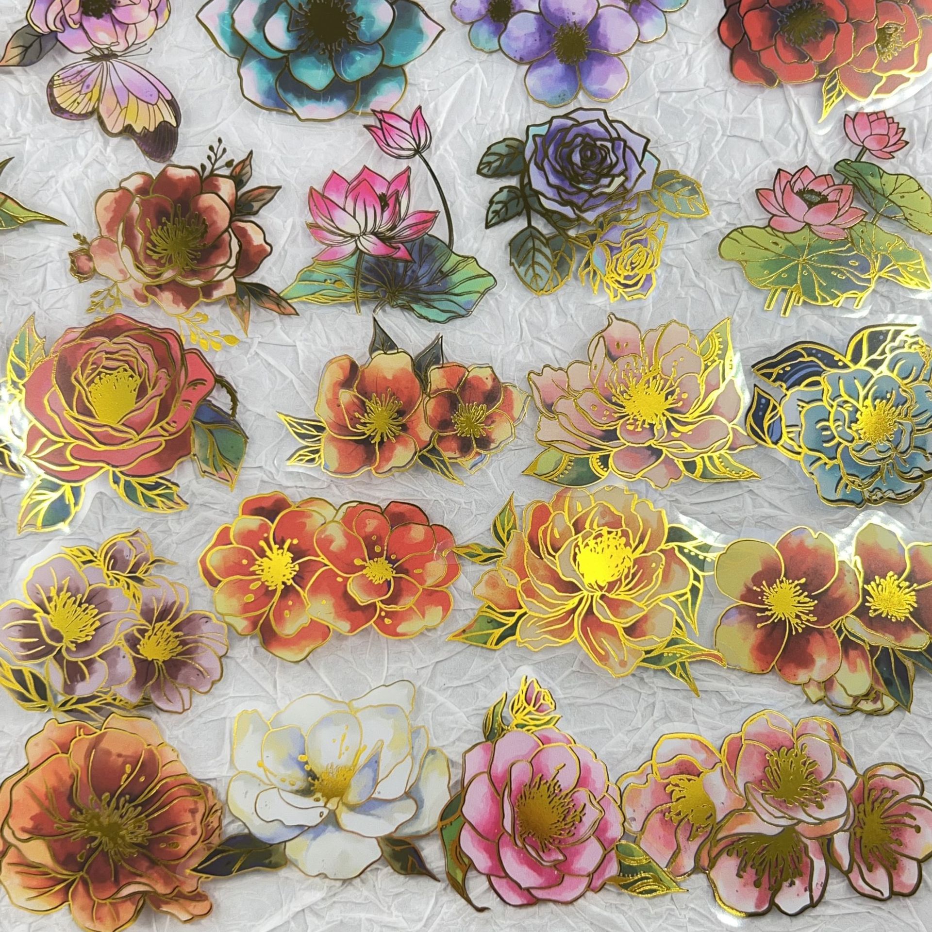 Wholesale hot stamping floral Waterproof Vinyl Stickers