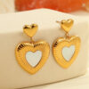 Wholesale Heart-shaped white mother-of-pearl stainless steel earrings