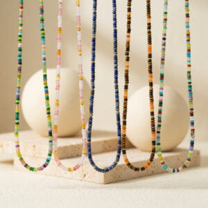 Wholesale Jewelry Set Colorful Dopamine Bohemian Style Beaded Tiger Eye Stone Bracelet Natural Stone Necklace