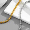 Wholesale titanium steel 18K round beads Gold Plated Bracelet