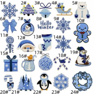 Winter cartoon cloth stickers set of 24 pieces