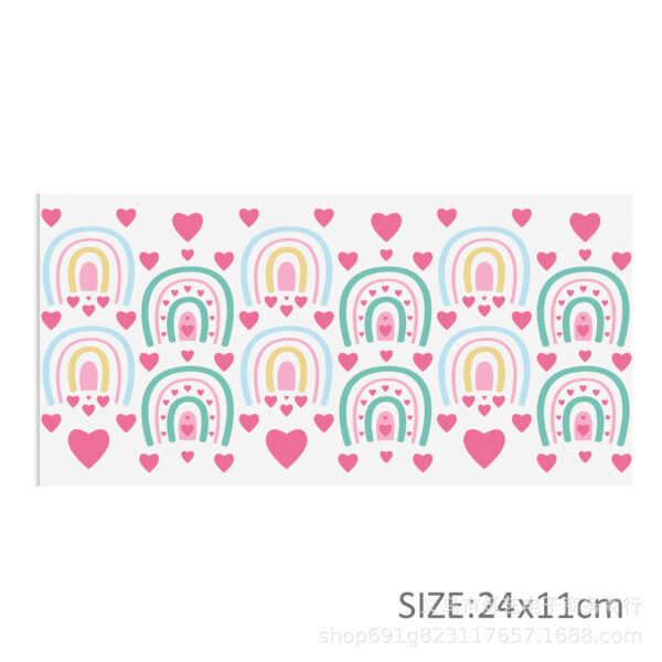 Wholesale Rainbow series UV DTF transfer crystal water cup waterproof sticker suit for 16OZ,1Yc51246