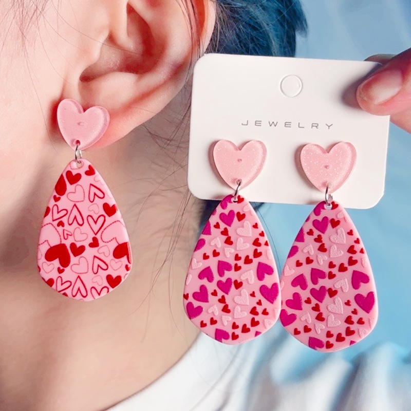 Wholesale Love oplet shaped Valentine's Day acrylic earrings