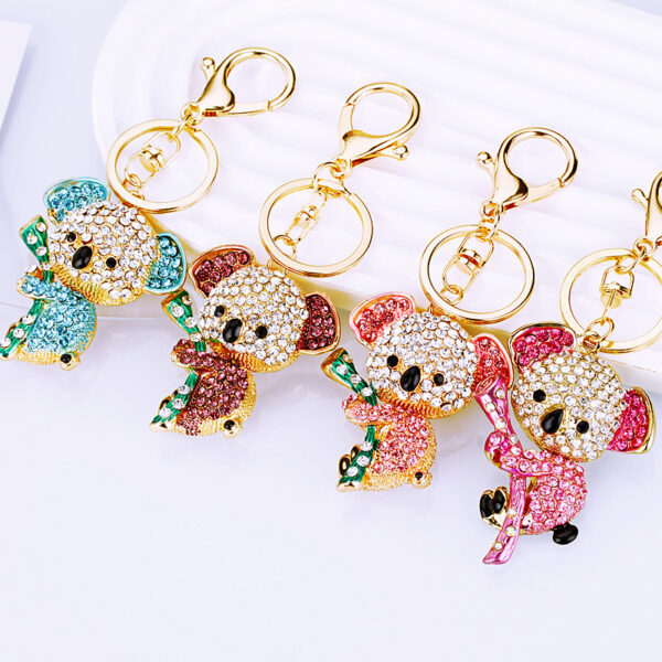 Wholesale Pink Diamond Koala Bear Metal Keychain