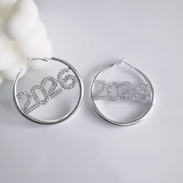 Wholesale 2026 Digital Diamond-Set Circle Earrings