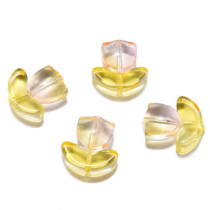 Golden flowers + yellow leaves (10 each) / Flowers 9*9mm leaves 14*7mm aperture 1mm