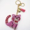 Wholesale 12pcs velvet rhinestone cat keychain fashionable crystal-studded keychain