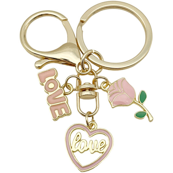 O1CN01OsTVpi2Kpbh4h7aiO_2217654629606-0-cib Wholesale Valentine's Day Pink Love Heart Rose Keychain