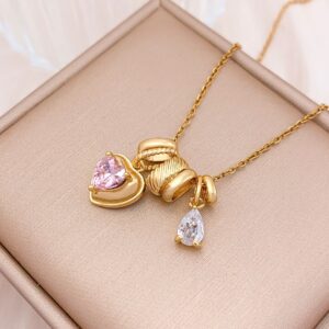 Xl4319 love water drop combination necklace gold