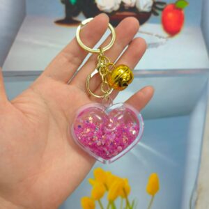 Purple rose red / Light gold chain + luminous heart + bell