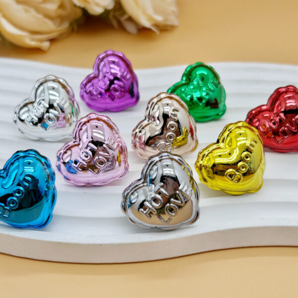 Wholesale Acrylic Uv Plated Metal Christmas Balloon Heart Crystal Beads