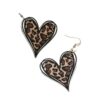 Wholesale Mother's Day Leopard Print Love Double-Sided Wooden Earrings