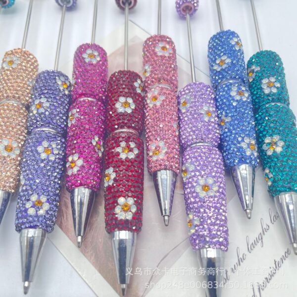 Wholesale Small Daisy Rotating Diamond-Encrusted Ballpoint DIY Fancy Beadable Pens
