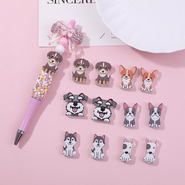 Wholesale 10pcs Through-hole double-sided cartoon pet puppy DIY beads