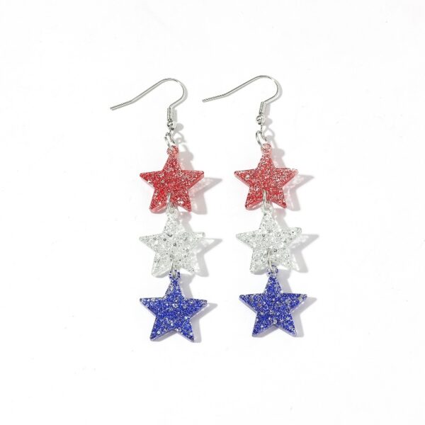 Wholesale New American Independence Day earrings red White blue striped flag earrings