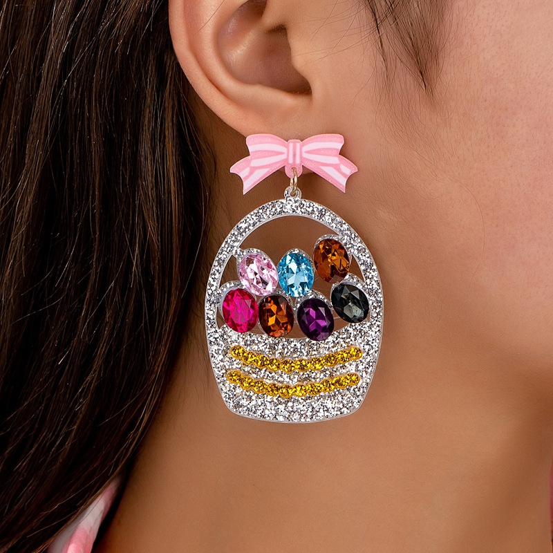 Wholesale Easter Bow Basket Easter E Cute Acrylic Earrings