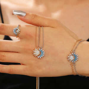 09 sun ring bracelet necklace three-piece set