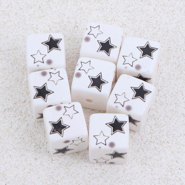 Wholesale 10pcs 14mm pentagram cat bow black and white square acrylic beads