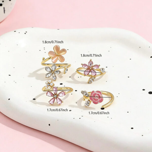 Wholesale Pink flower opening adjustable folding ring