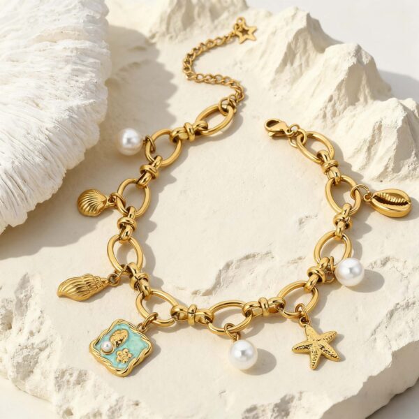 Wholesale Ocean Wind Sea Star Conch Pearl Shell Alien Bracelet