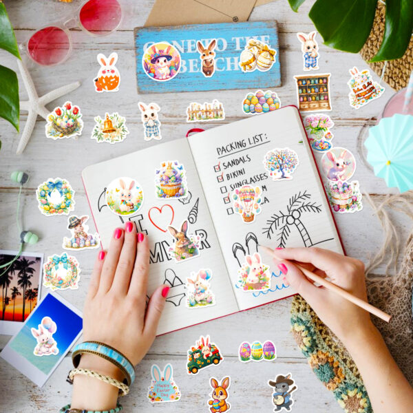 Wholesale 50pcs Easter Cute Rabbit Series Waterproof Vinyl Stickers