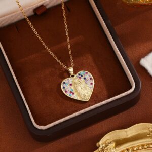 Xx0182 # Colorful zirconium love madonna necklace