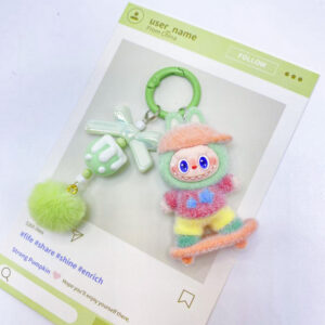 O1CN01P6r5CS1qBMQUjwXGX_2219486535457-0-cib Wholesale Flocked Skateboard Cute Doll Keychain OLY Exclusive