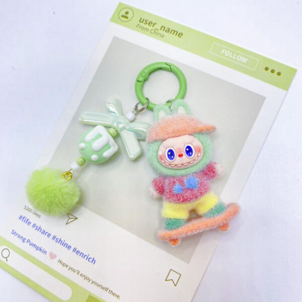 O1CN01P6r5CS1qBMQUjwXGX_2219486535457-0-cib Wholesale Flocked Skateboard Cute Doll Keychain OLY Exclusive