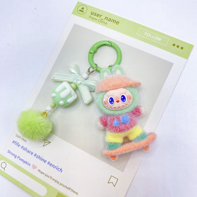 Wholesale Flocked Skateboard Cute Doll Keychain OLY Exclusive