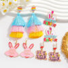 Wholesale Easter Tassel Oil Dripping Rabbit Letter Earrings