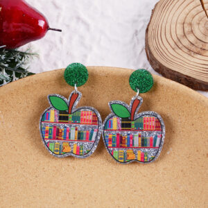 Pair of apple-shaped bookcase earrings