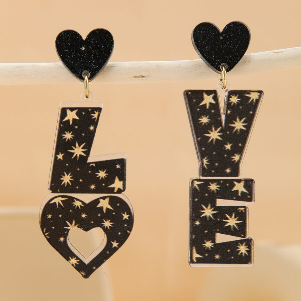 Wholesale Rainbow letter acrylic printed asymmetrical earrings