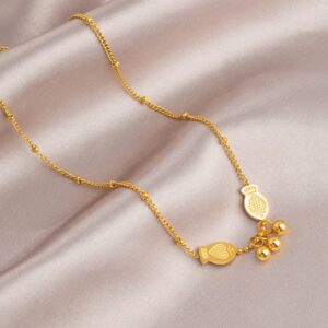 Gold pisces ball necklace