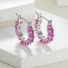 Wholesale Pave Red Corundum Spike Zircon Lace U Shaped Hoop Earrings