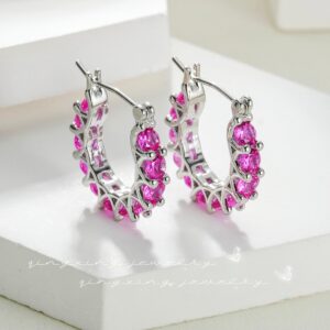Wholesale Pave Red Corundum Spike Zircon Lace U Shaped Hoop Earrings