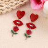 Wholesale Valentine's Day Earrings Love Lips Rose Acrylic Earrings