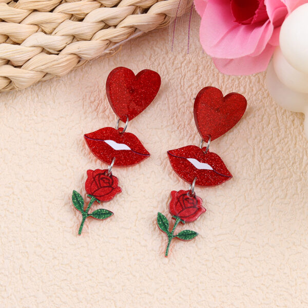Wholesale Valentine's Day Earrings Love Lips Rose Acrylic Earrings