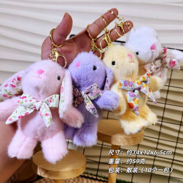 Wholesale Cute floral bow hanging ear rabbit plush cartoon keychain