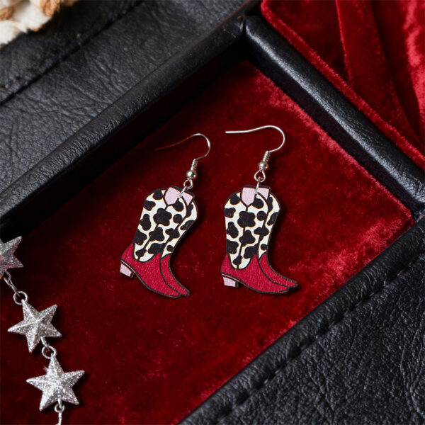 Wholesale Leopard Print Red Earrings Exaggerated Personality Earrings