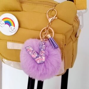 Purple Letter Hair Ball Pendant/V