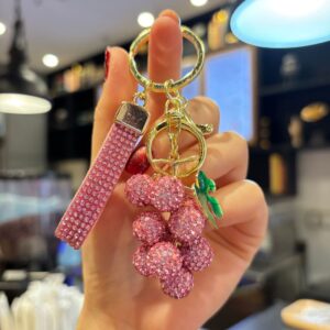 Fully rhinestone-encrusted simulated grapes (pink) / 5.3*3.7