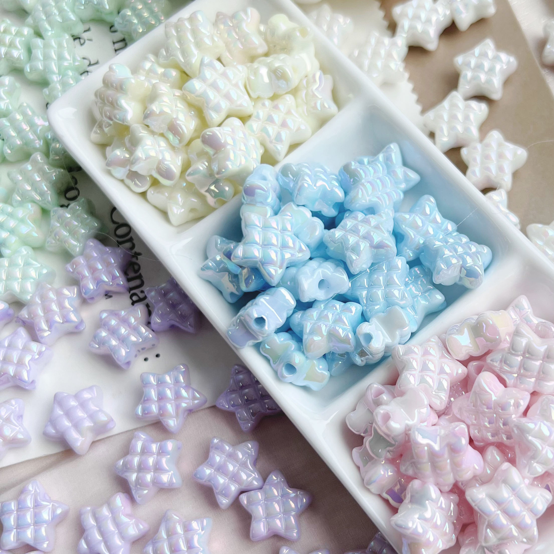 Wholesale cream colored pentagram acrylic beads